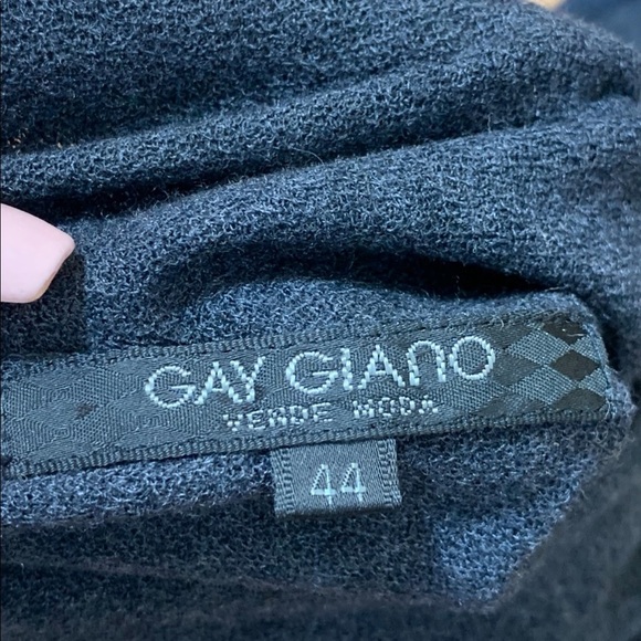 Gay Giano Charcoal Grey Angora Wool Ruffle Scoopneck Sweater - Picture 7 of 11